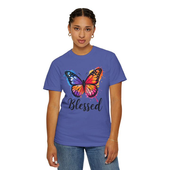 Watercolor Butterfly T-Shirt Blessed Radiant Renewed Unshakably Blessed