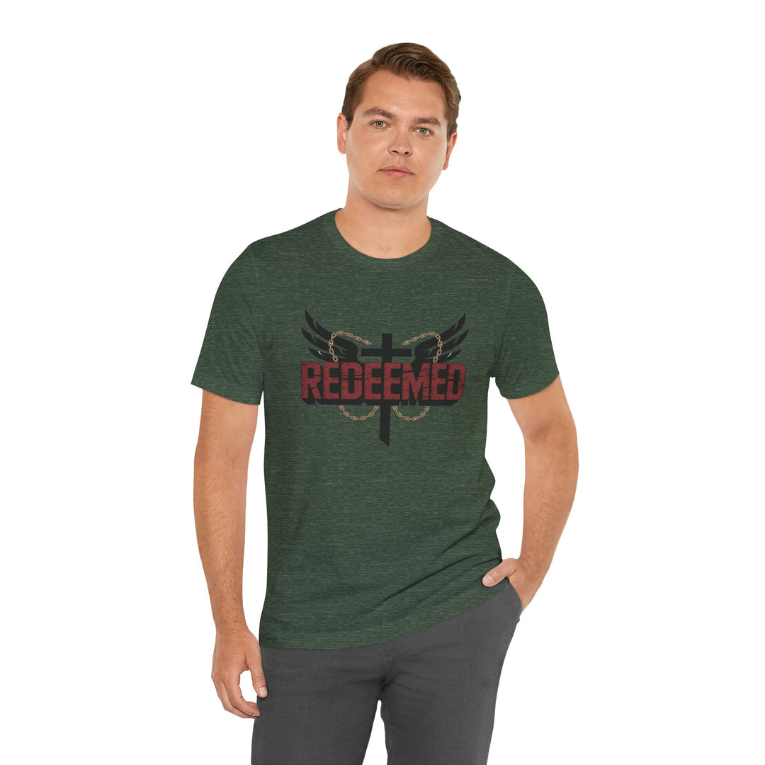 Christian Themed Unisex Short Sleeve Tee, Redeemed Shirt, Faith-Based Apparel, Inspirational T-Shirt, Spiritual Gift, Casual Wear