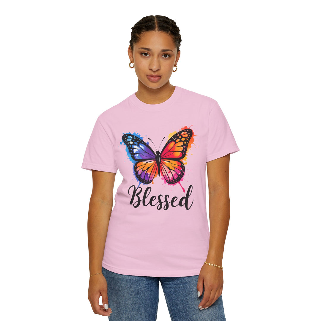 Watercolor Butterfly T-Shirt Blessed Radiant Renewed Unshakably Blessed