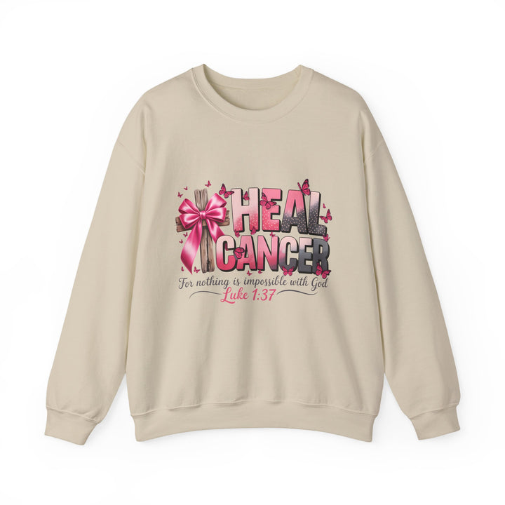 Inspirational Cancer Awareness Crewneck Sweatshirt, Comfort for Fighters, Supportive Gift, Breast Cancer Awareness, Faith & Hope
