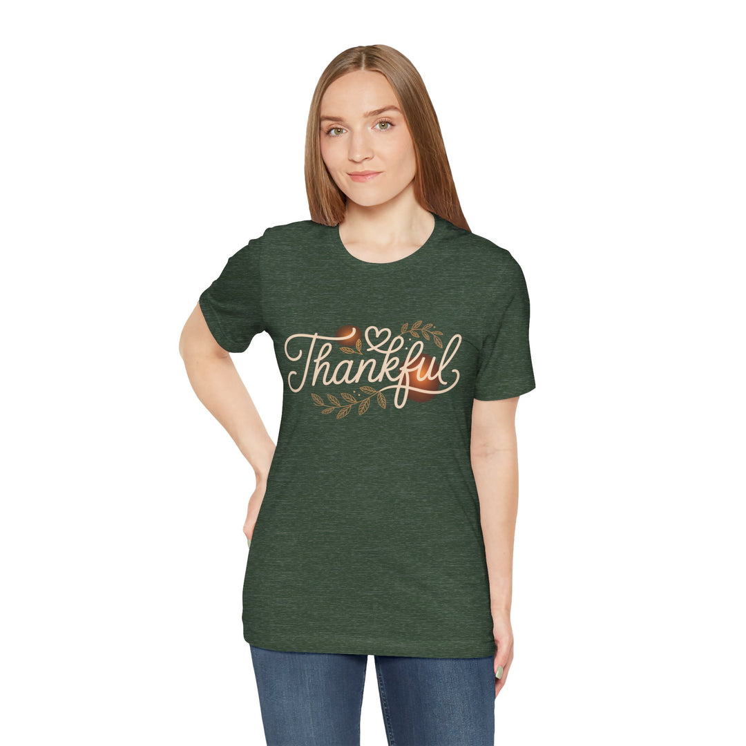 Thankful Tee - Unisex Jersey Short Sleeve Shirt for Thanksgiving, Gratitude Gift, Casual Wear, Family Gathering, Everyday Comfort