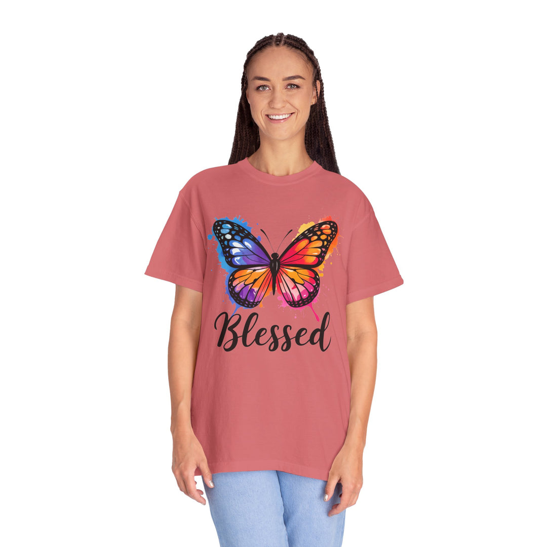 Watercolor Butterfly T-Shirt Blessed Radiant Renewed Unshakably Blessed