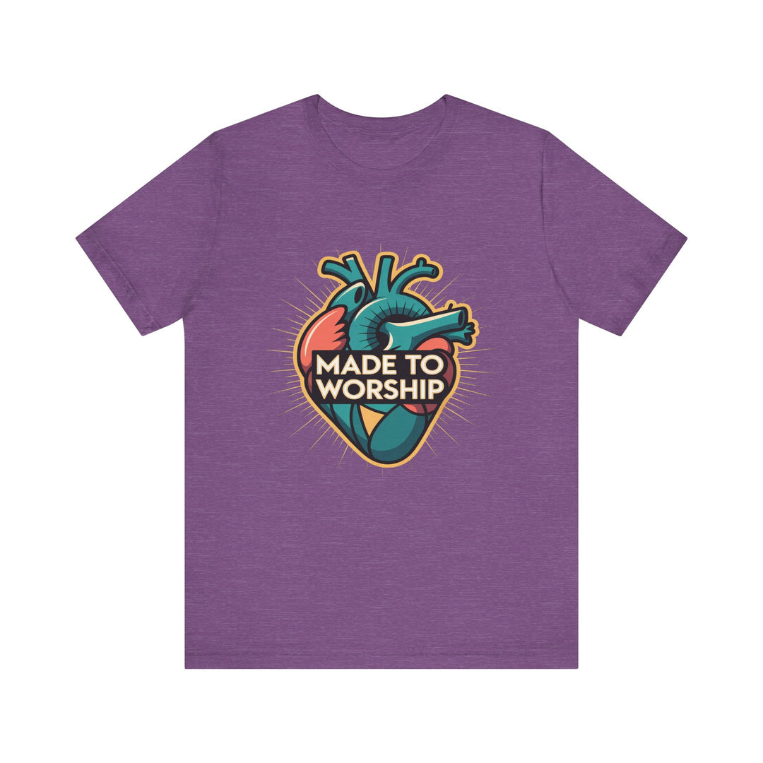 Made to Worship Unisex Jersey Tee, Heart Design Shirt, Casual Wear, Faith T-Shirt, Gift for Worshippers, Spiritual Apparel