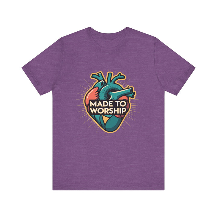 Made to Worship Unisex Jersey Tee, Heart Design Shirt, Casual Wear, Faith T-Shirt, Gift for Worshippers, Spiritual Apparel