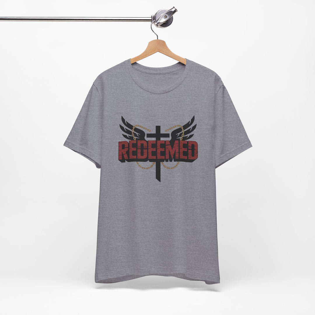 Christian Themed Unisex Short Sleeve Tee, Redeemed Shirt, Faith-Based Apparel, Inspirational T-Shirt, Spiritual Gift, Casual Wear
