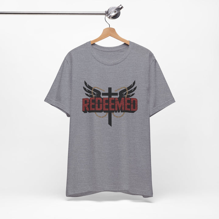 Christian Themed Unisex Short Sleeve Tee, Redeemed Shirt, Faith-Based Apparel, Inspirational T-Shirt, Spiritual Gift, Casual Wear