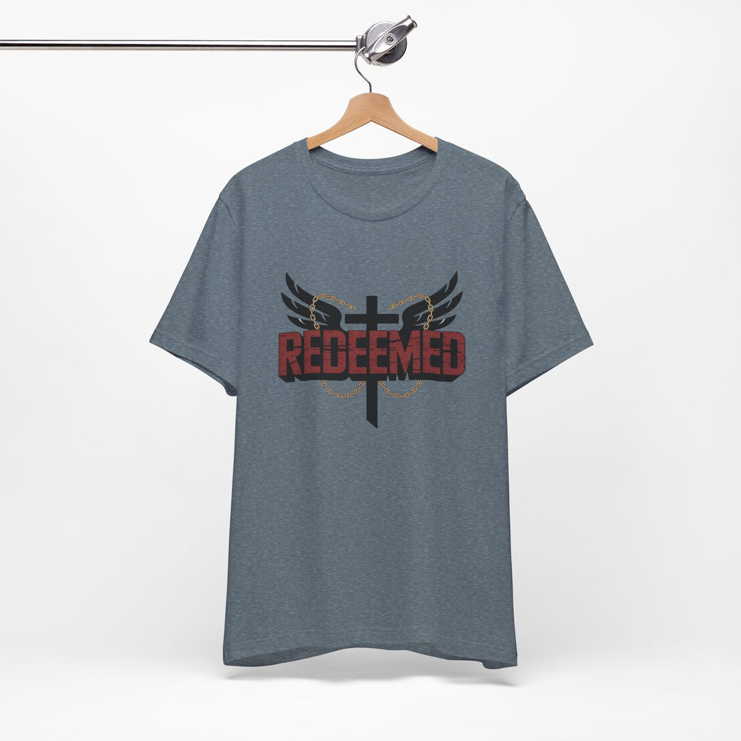 Christian Themed Unisex Short Sleeve Tee, Redeemed Shirt, Faith-Based Apparel, Inspirational T-Shirt, Spiritual Gift, Casual Wear