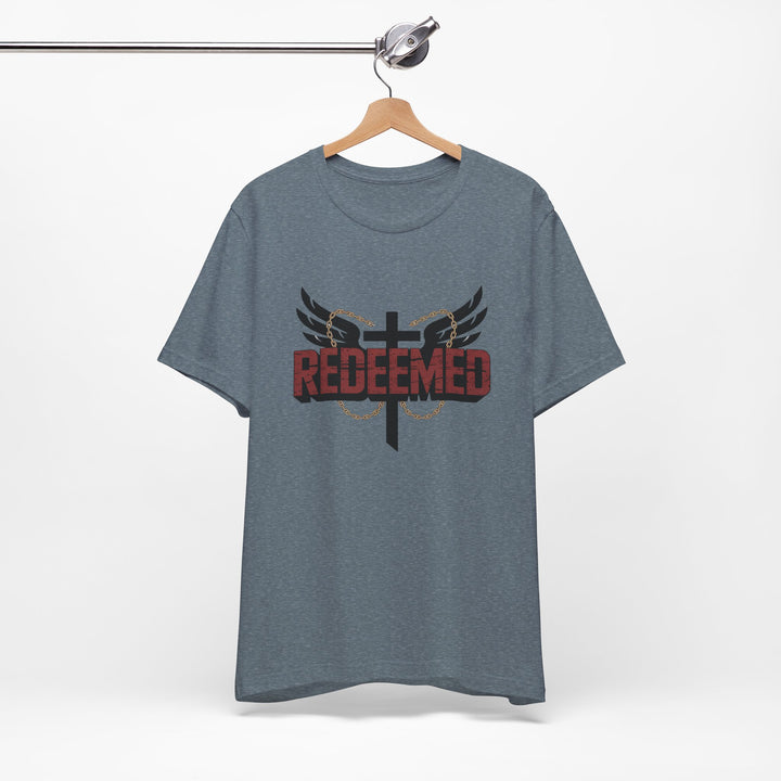 Christian Themed Unisex Short Sleeve Tee, Redeemed Shirt, Faith-Based Apparel, Inspirational T-Shirt, Spiritual Gift, Casual Wear