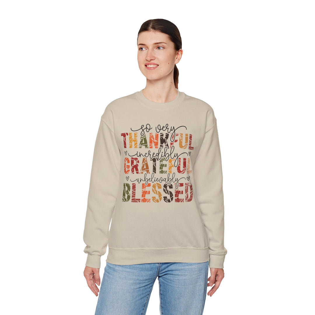 Thankful Grateful Blessed Sweatshirt | Cozy Fall Crewneck | Perfect Gift for Thanksgiving, Family Gatherings, Daily Comfort, Holiday Wear