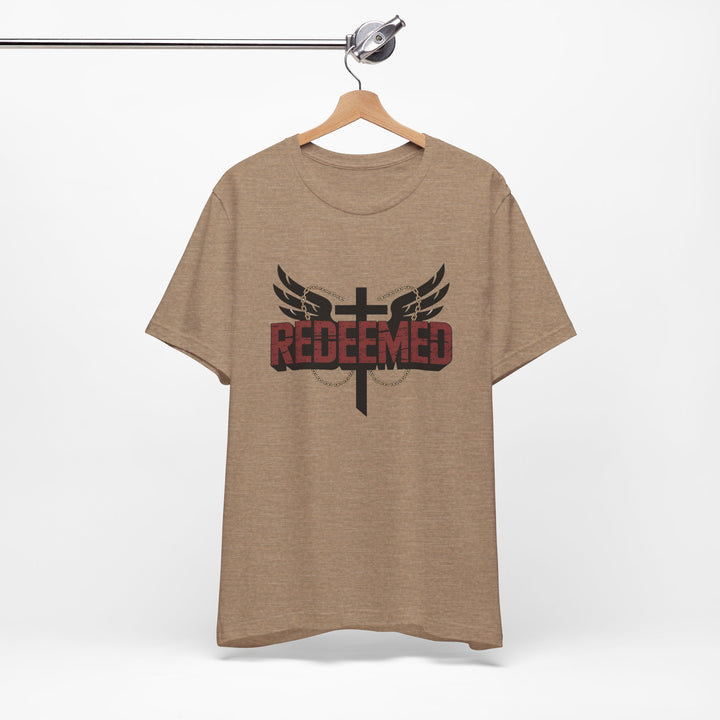 Christian Themed Unisex Short Sleeve Tee, Redeemed Shirt, Faith-Based Apparel, Inspirational T-Shirt, Spiritual Gift, Casual Wear