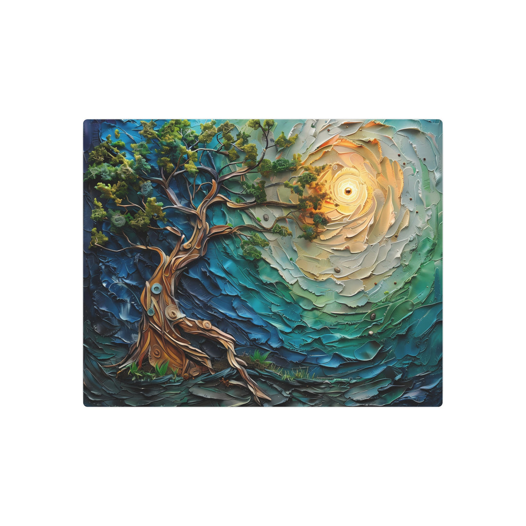 Nature-Inspired Metal Art Sign - Tree and Sun Design