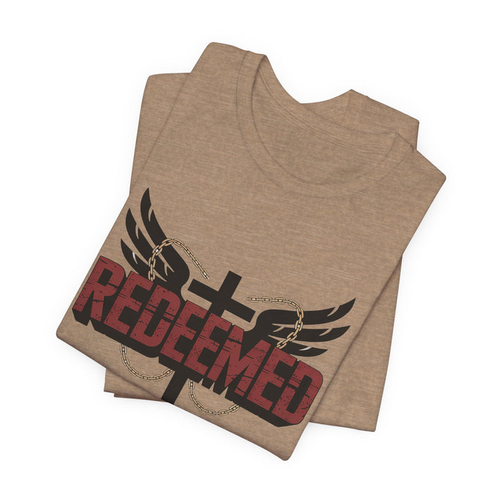 Christian Themed Unisex Short Sleeve Tee, Redeemed Shirt, Faith-Based Apparel, Inspirational T-Shirt, Spiritual Gift, Casual Wear