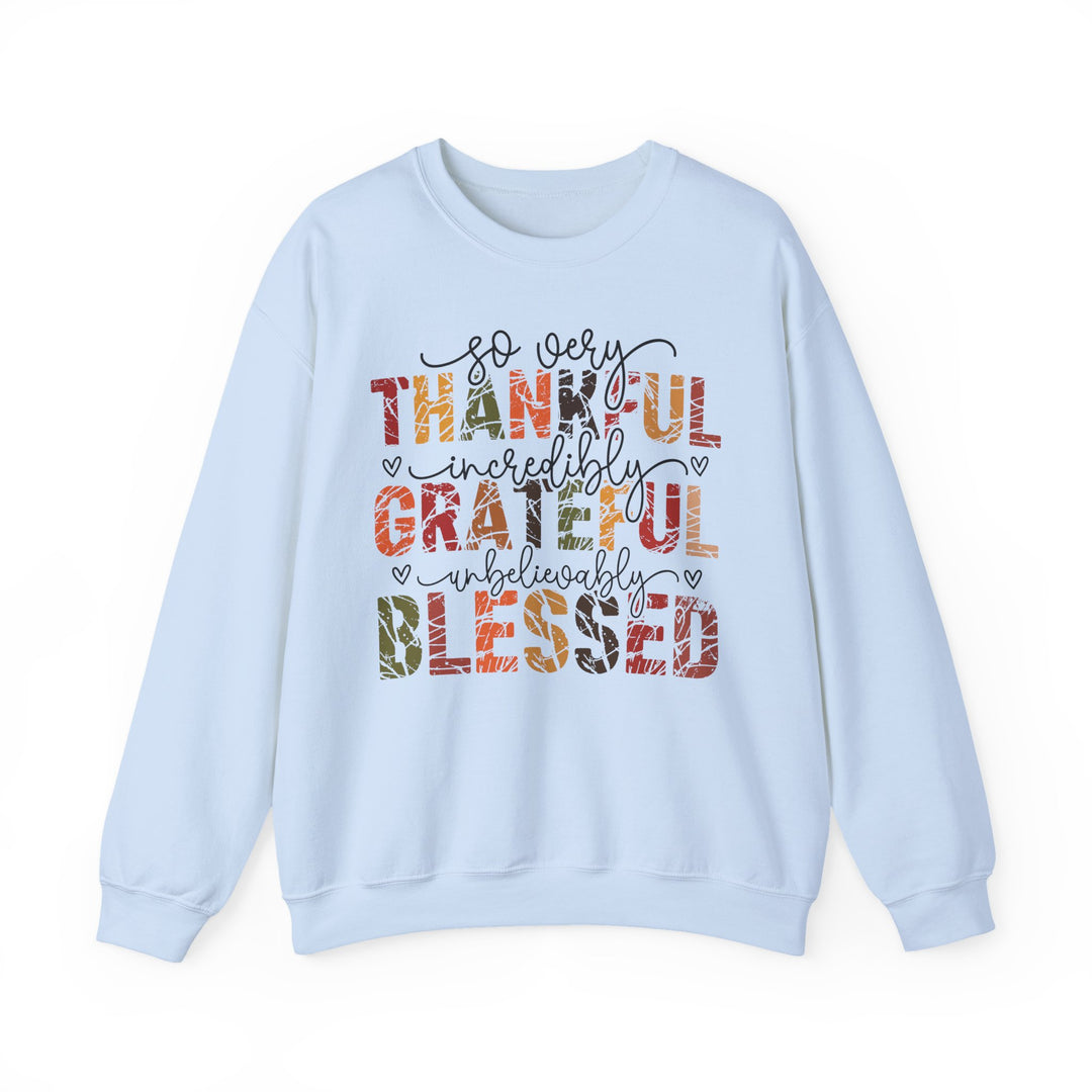 Thankful Grateful Blessed Sweatshirt | Cozy Fall Crewneck | Perfect Gift for Thanksgiving, Family Gatherings, Daily Comfort, Holiday Wear