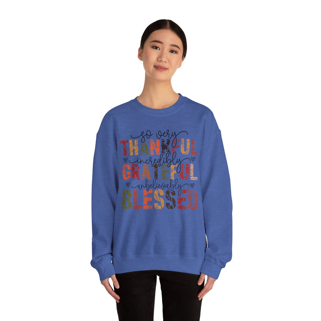Thankful Grateful Blessed Sweatshirt | Cozy Fall Crewneck | Perfect Gift for Thanksgiving, Family Gatherings, Daily Comfort, Holiday Wear