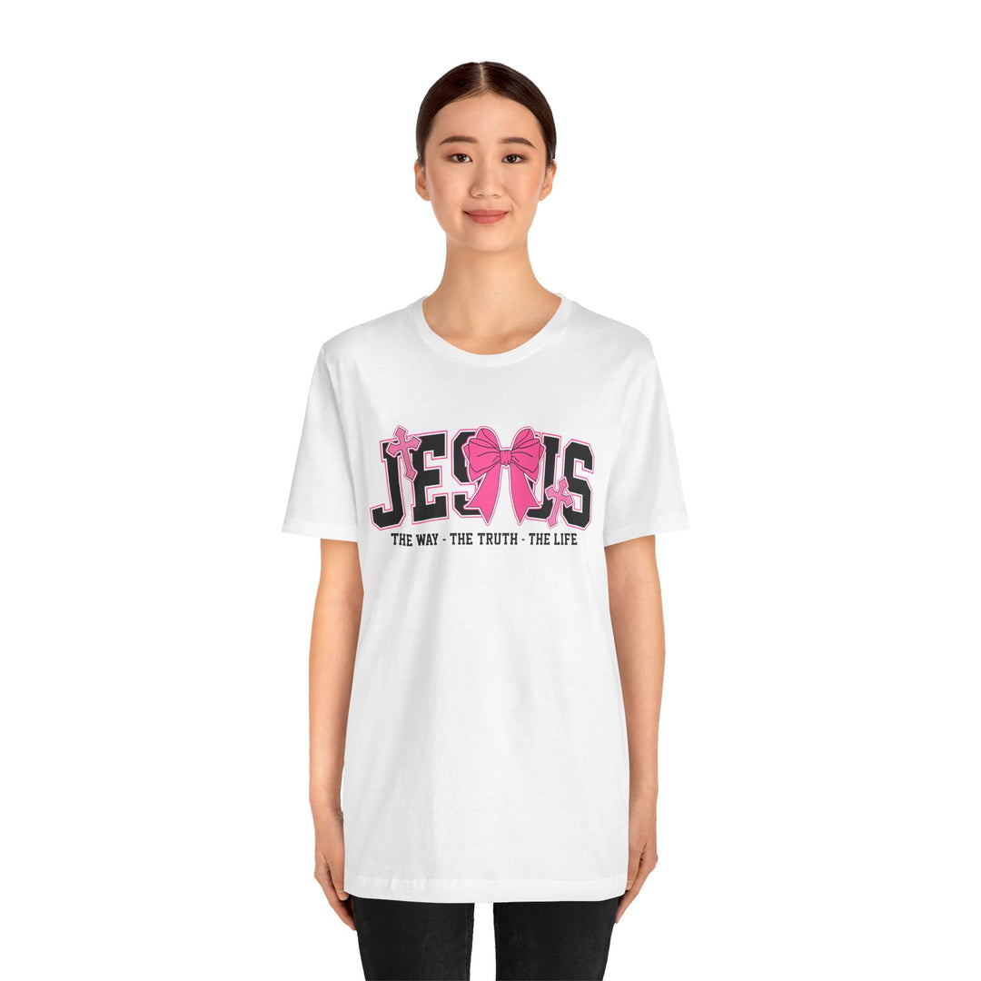 Jesus The Way The Truth The Life Pink Bow T-Shirt
