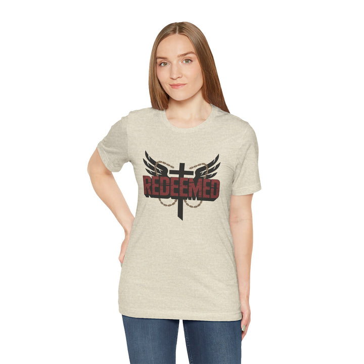 Christian Themed Unisex Short Sleeve Tee, Redeemed Shirt, Faith-Based Apparel, Inspirational T-Shirt, Spiritual Gift, Casual Wear