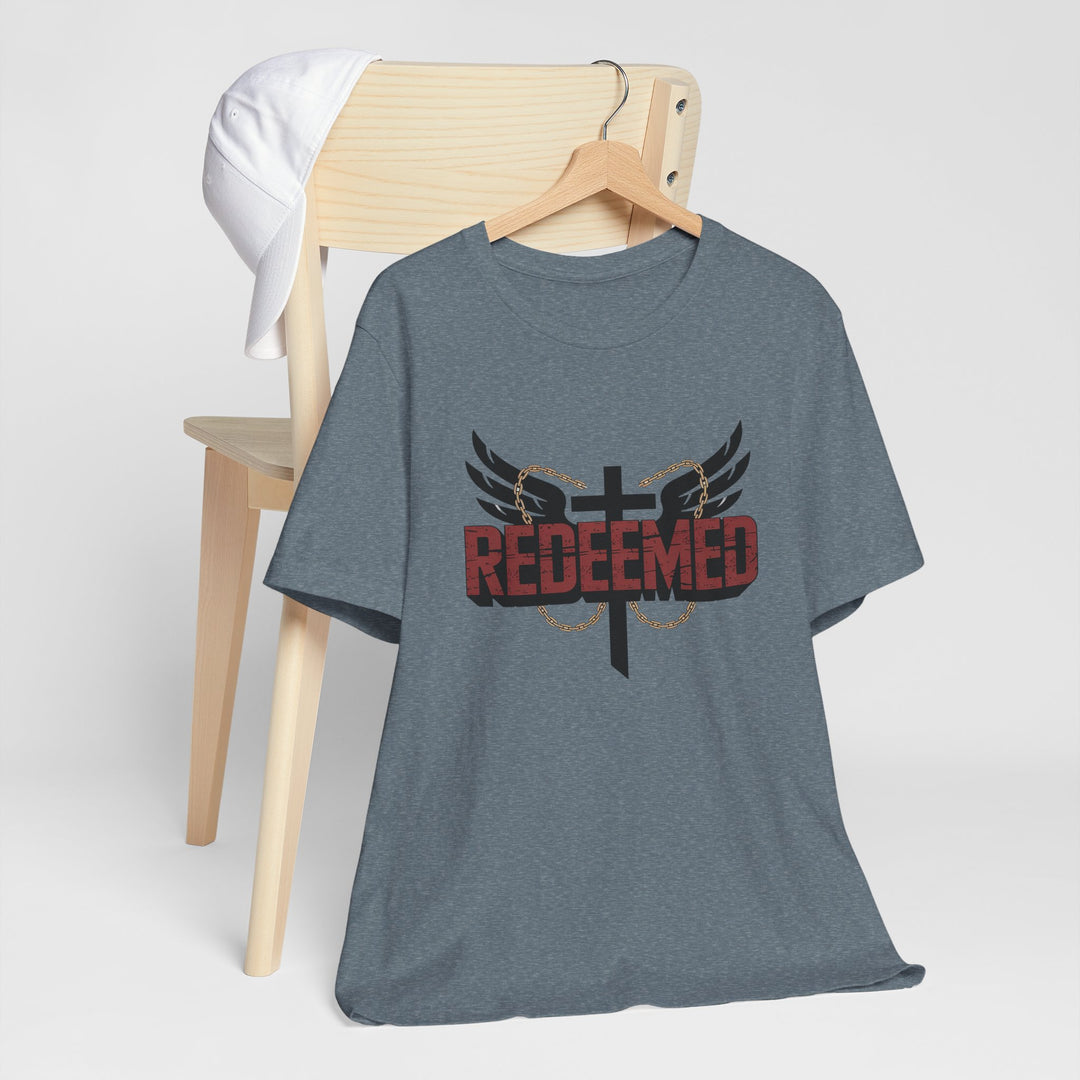 Christian Themed Unisex Short Sleeve Tee, Redeemed Shirt, Faith-Based Apparel, Inspirational T-Shirt, Spiritual Gift, Casual Wear