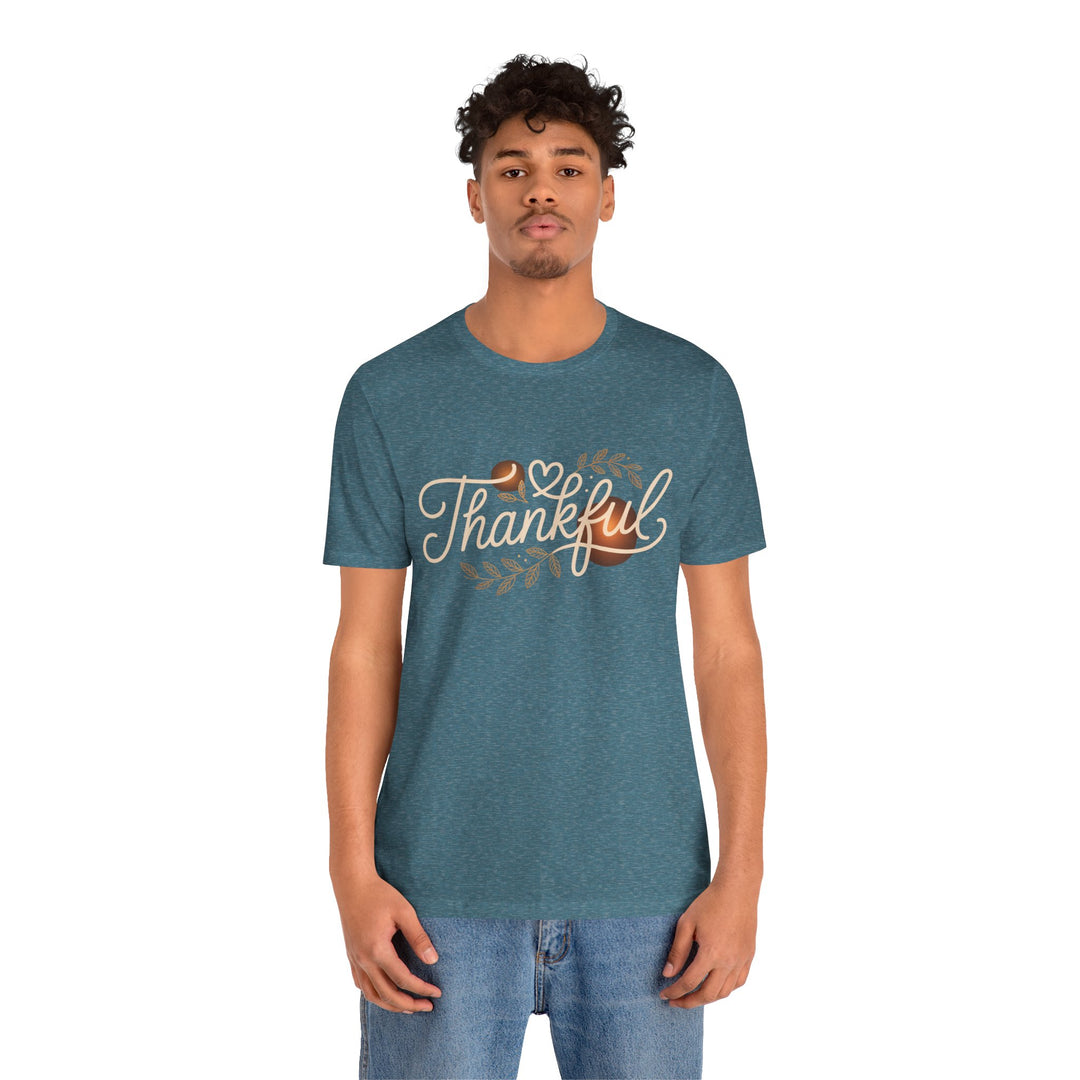 Thankful Tee - Unisex Jersey Short Sleeve Shirt for Thanksgiving, Gratitude Gift, Casual Wear, Family Gathering, Everyday Comfort