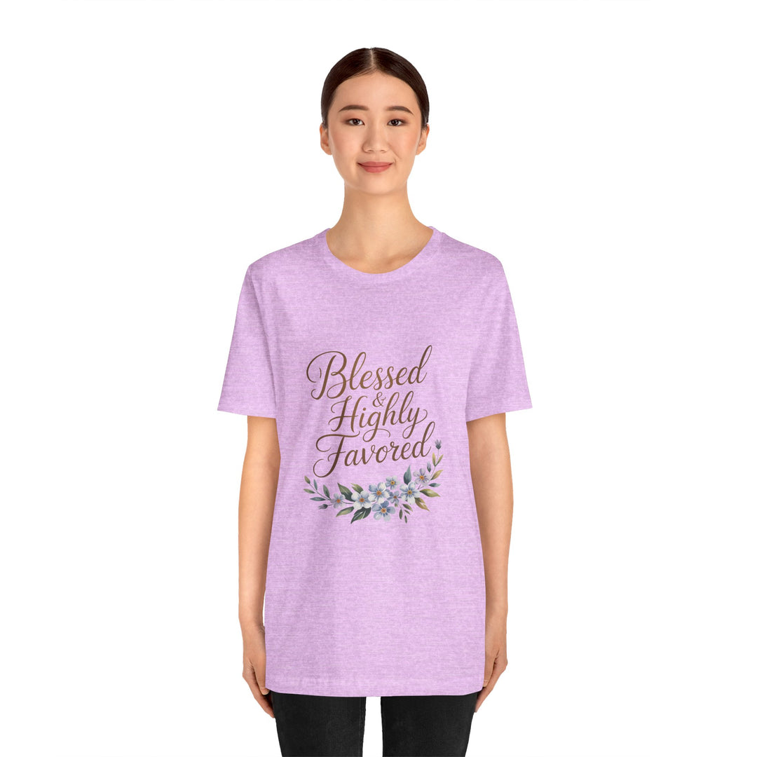 Floral Blessings Tee - Blessed Highly Favored, Inspirational T-Shirt, Gift for Her, Christian Apparel, Faith-Based Fashion