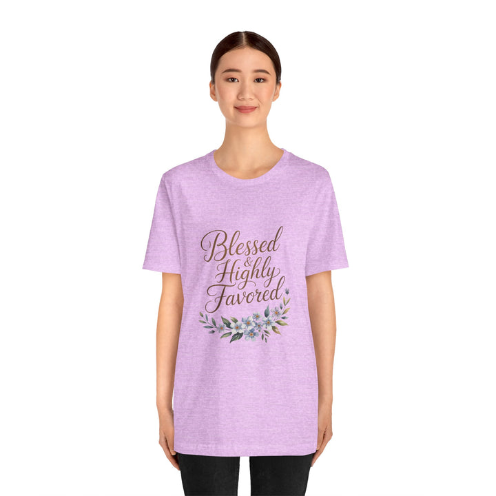 Floral Blessings Tee - Blessed Highly Favored, Inspirational T-Shirt, Gift for Her, Christian Apparel, Faith-Based Fashion