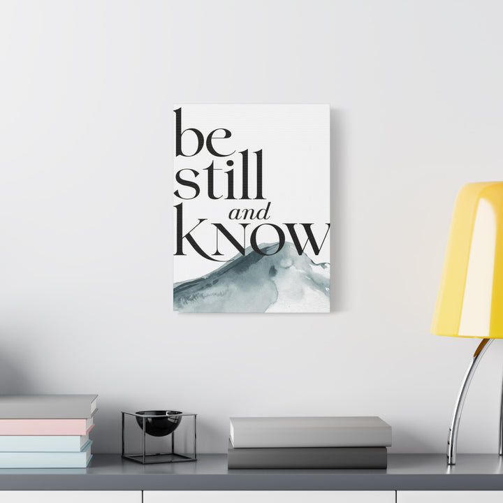 Be Still and Know – Psalm 46:10 Canvas Print | Minimalist Christian Wall Art with Mountain Design
