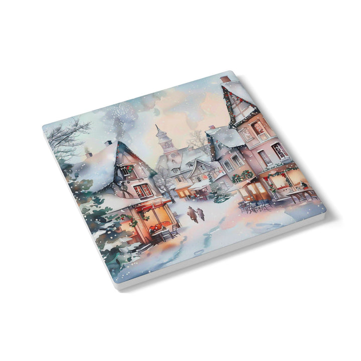 Winter Wonderland Ceramic Coaster, Holiday Drink Coasters, Christmas Decor, Kitchen Table Accents, Gift for Home