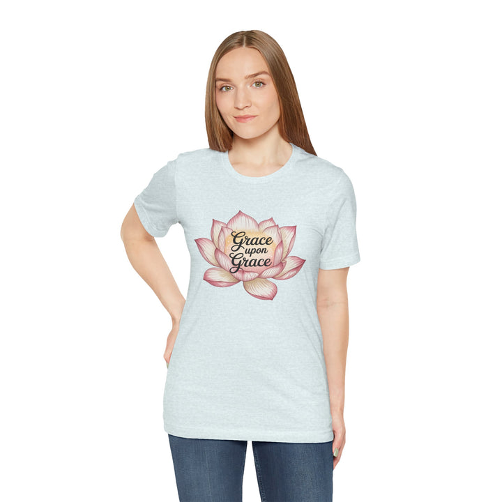 Lotus Blossom Inspirational Tee, Grace Upon Grace T-shirt, Mindfulness Gift, Spiritual Apparel, Relaxed Fit Tee, Yoga Wear