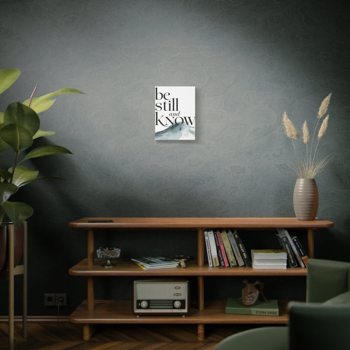 Be Still and Know – Psalm 46:10 Canvas Print | Minimalist Christian Wall Art with Mountain Design