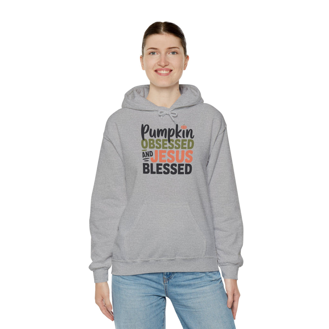 Hooded Sweatshirt - Pumpkin Obsessed and Jesus Blessed Fall Design