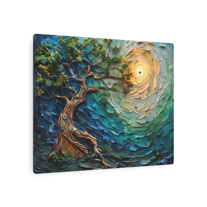 Nature-Inspired Metal Art Sign - Tree and Sun Design