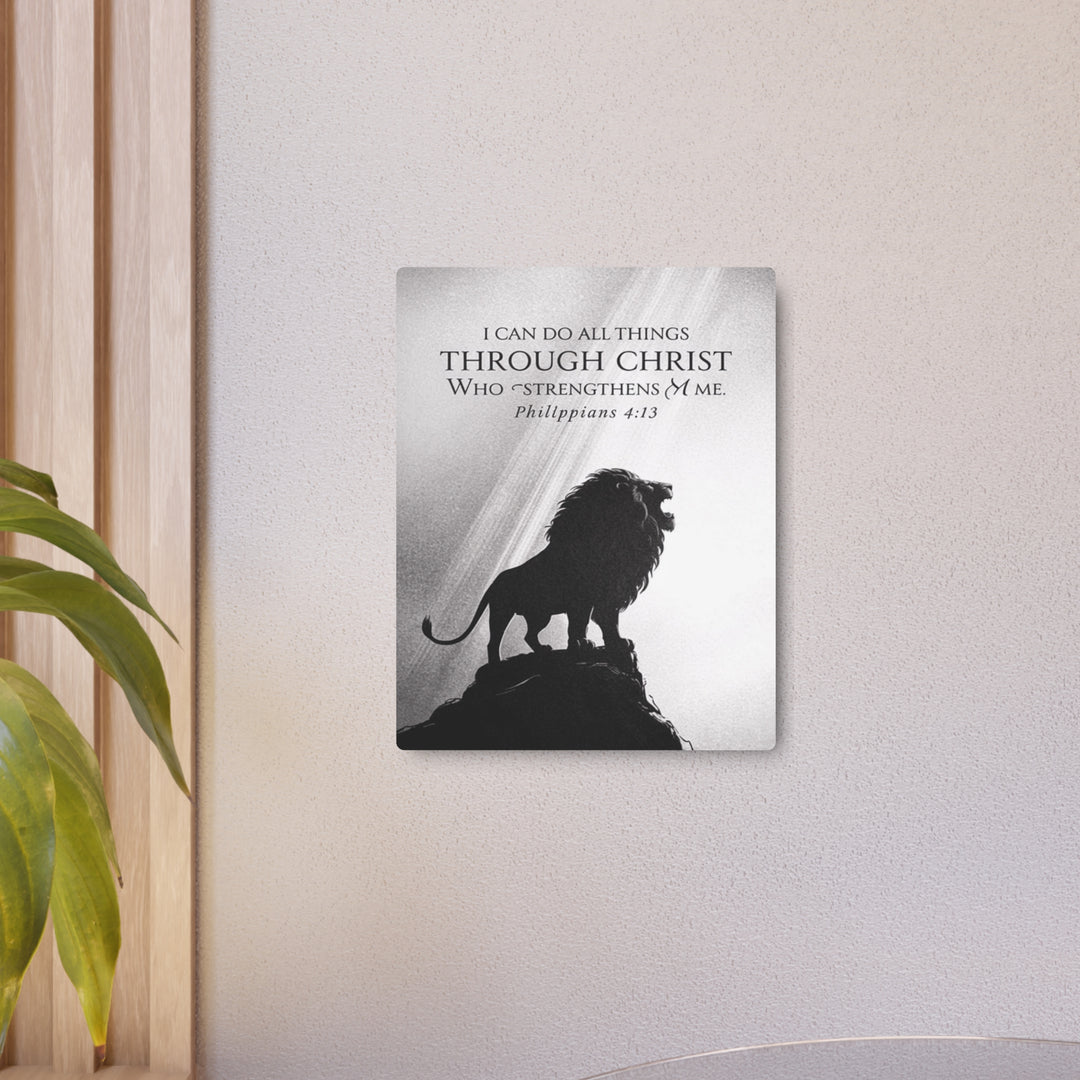 "Lion of Judah - Philippians 4:13" - Strength & Faith Metal Wall Art