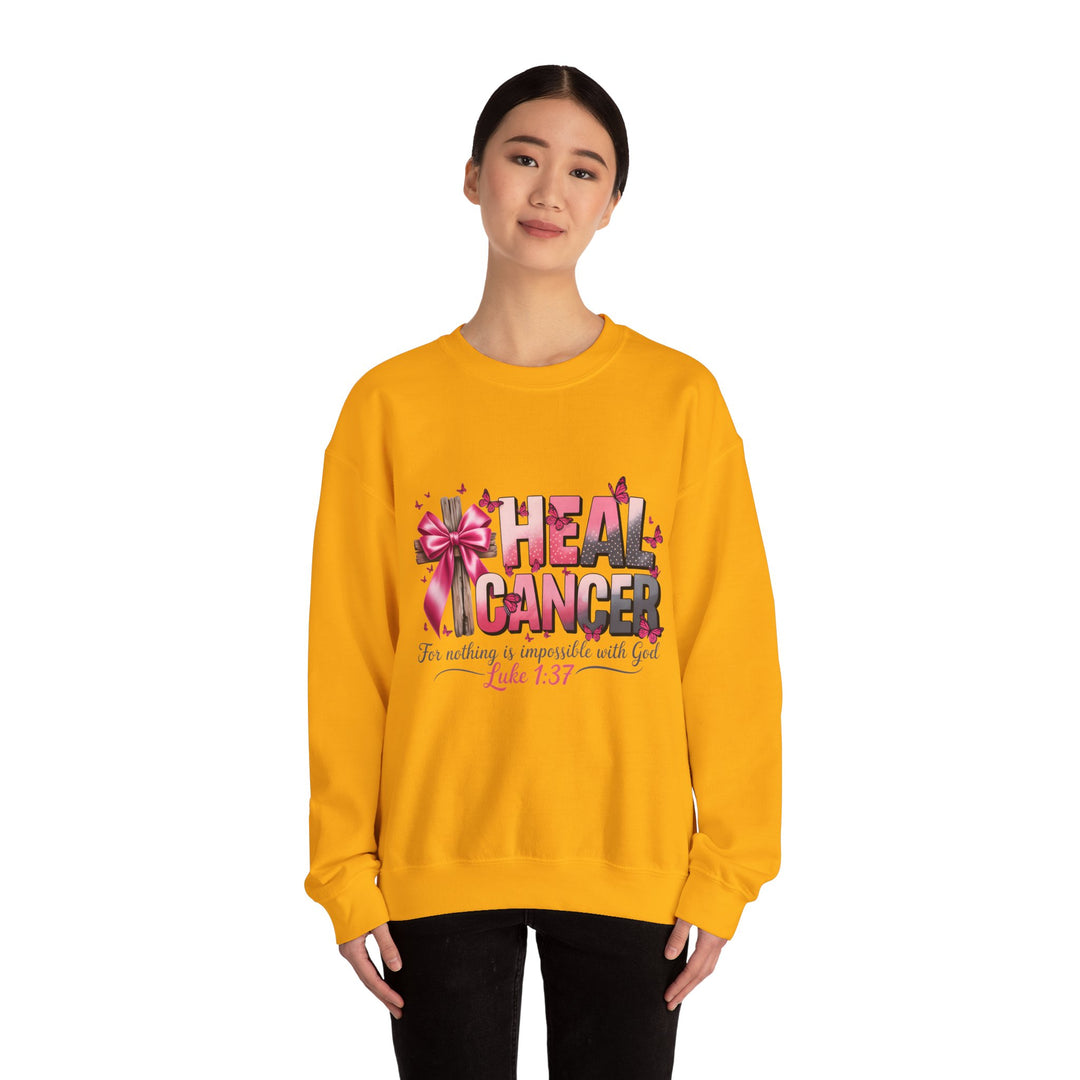 Inspirational Cancer Awareness Crewneck Sweatshirt, Comfort for Fighters, Supportive Gift, Breast Cancer Awareness, Faith & Hope