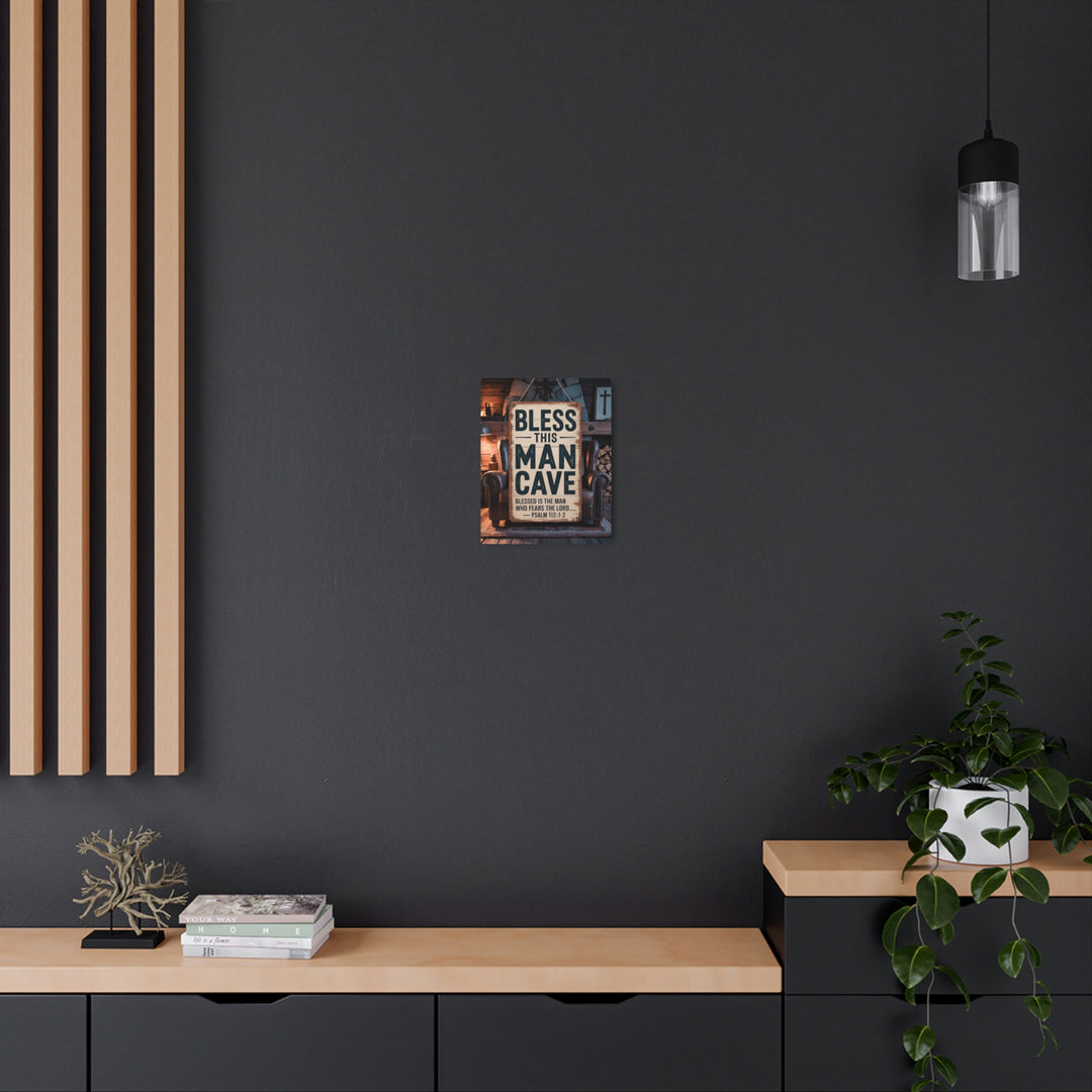 "Bless This Man Cave" - Masculine Faith Metal Wall Art