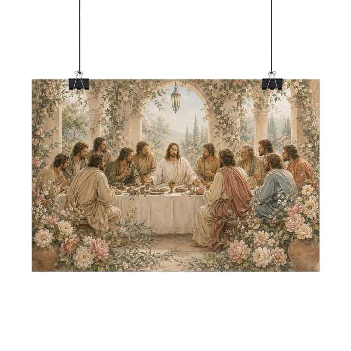 Botanical Last Supper rolled fine art poster featuring Jesus and the twelve disciples.