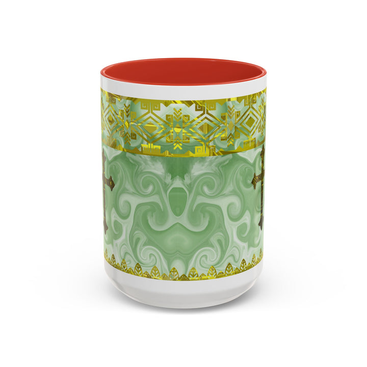 Gold Cross on Mint Marble – Elegant Christian Mug