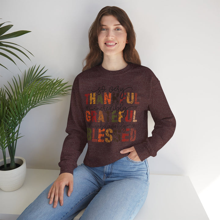 Thankful Grateful Blessed Sweatshirt | Cozy Fall Crewneck | Perfect Gift for Thanksgiving, Family Gatherings, Daily Comfort, Holiday Wear