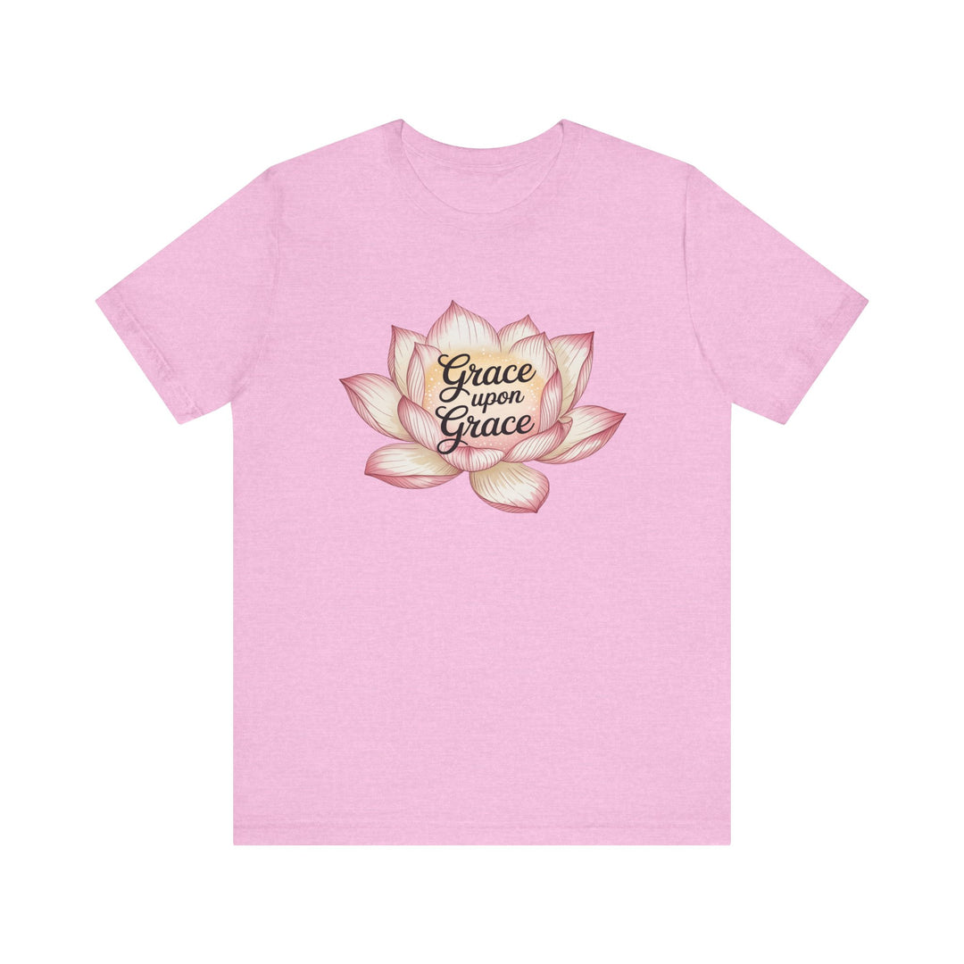 Lotus Blossom Inspirational Tee, Grace Upon Grace T-shirt, Mindfulness Gift, Spiritual Apparel, Relaxed Fit Tee, Yoga Wear