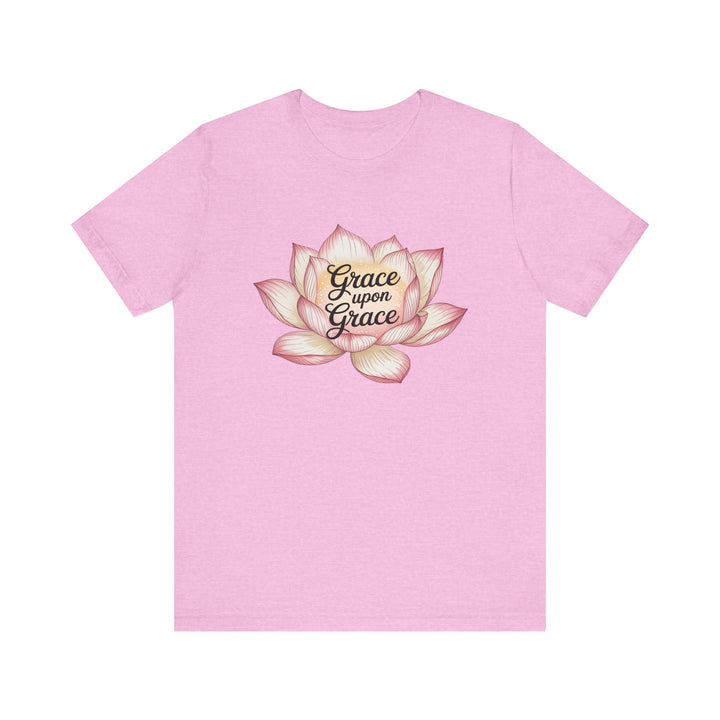 Lotus Blossom Inspirational Tee, Grace Upon Grace T-shirt, Mindfulness Gift, Spiritual Apparel, Relaxed Fit Tee, Yoga Wear