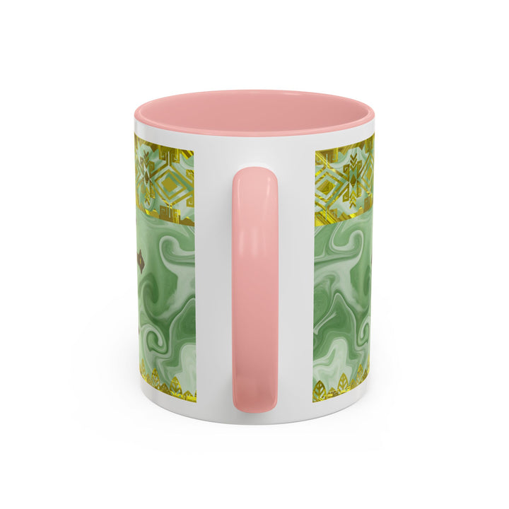 Gold Cross on Mint Marble – Elegant Christian Mug