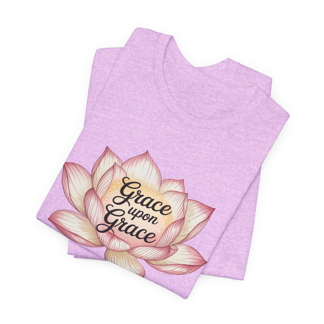 Lotus Blossom Inspirational Tee, Grace Upon Grace T-shirt, Mindfulness Gift, Spiritual Apparel, Relaxed Fit Tee, Yoga Wear