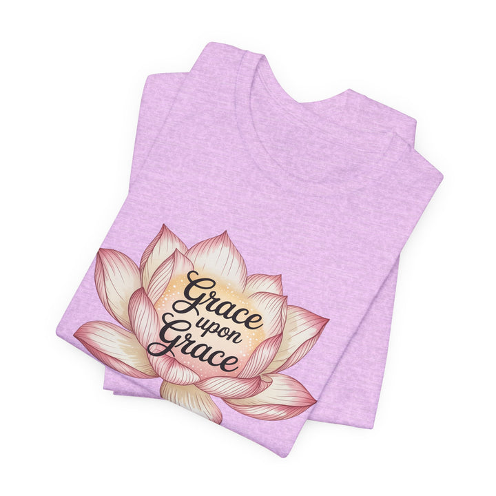 Lotus Blossom Inspirational Tee, Grace Upon Grace T-shirt, Mindfulness Gift, Spiritual Apparel, Relaxed Fit Tee, Yoga Wear