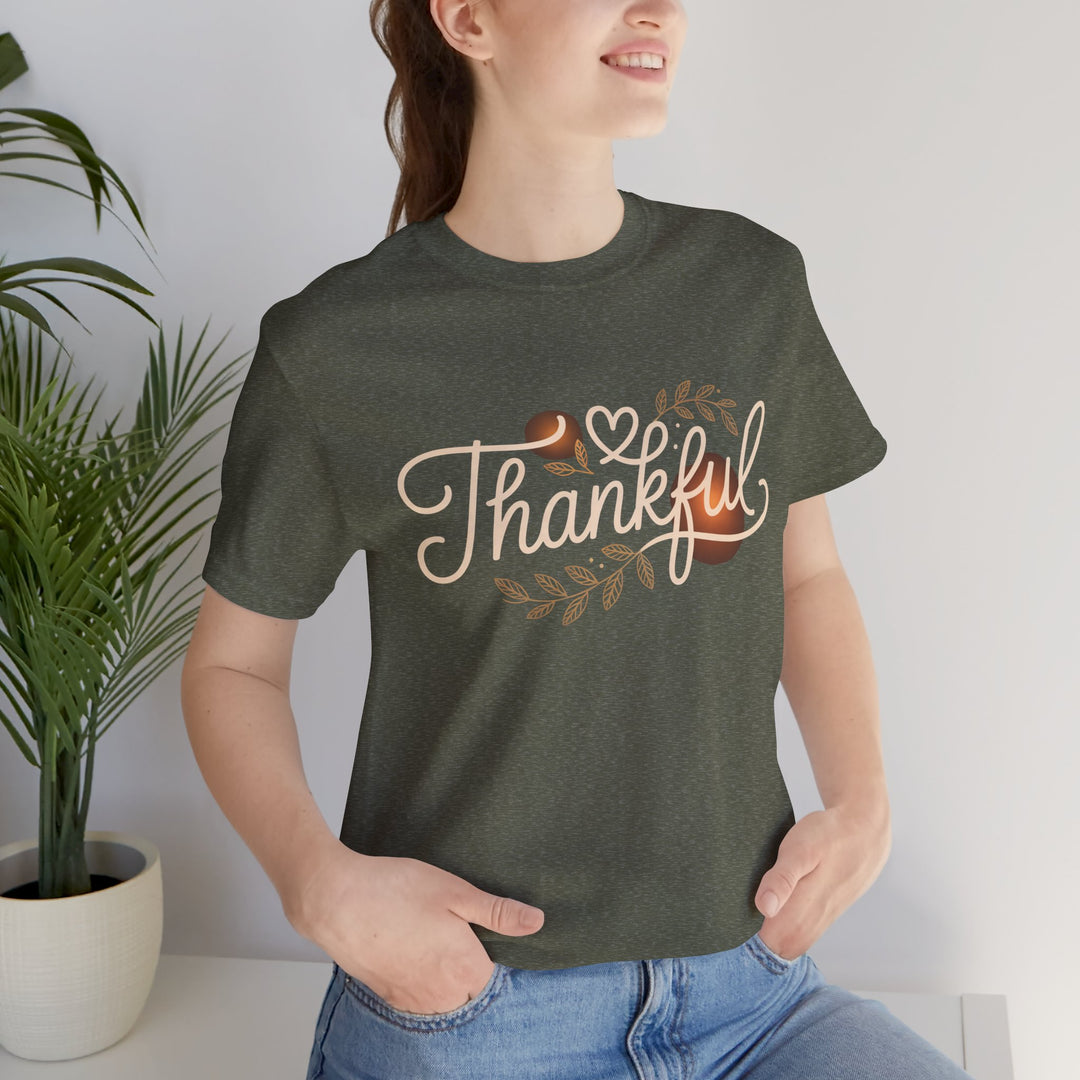 Thankful Tee - Unisex Jersey Short Sleeve Shirt for Thanksgiving, Gratitude Gift, Casual Wear, Family Gathering, Everyday Comfort
