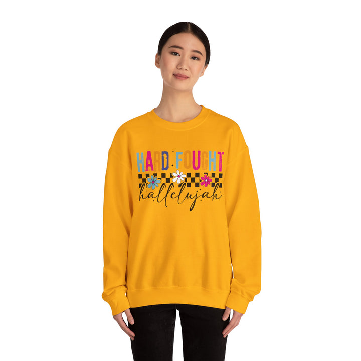 Hard Fought Hallelujah Sweatshirt | Inspirational Crewneck | Gift for Her | Cozy Casual Wear | Perfect for Holidays and Celebrations