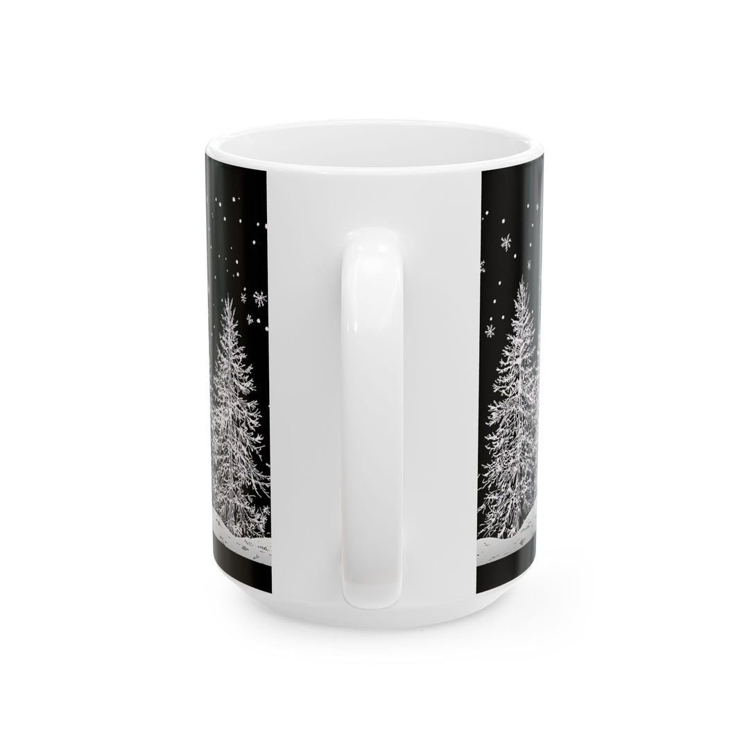 Winter Wonderland Ceramic Mug, Cozy Hot Chocolate Cup, Christmas Gift, Holiday Decor, Snowy Trees Design