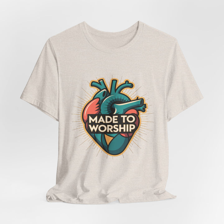 Made to Worship Unisex Jersey Tee, Heart Design Shirt, Casual Wear, Faith T-Shirt, Gift for Worshippers, Spiritual Apparel