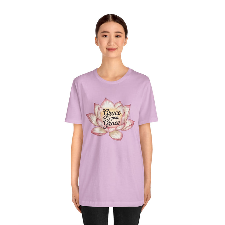 Lotus Blossom Inspirational Tee, Grace Upon Grace T-shirt, Mindfulness Gift, Spiritual Apparel, Relaxed Fit Tee, Yoga Wear