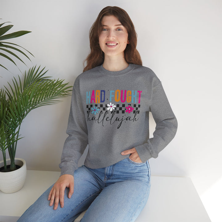 Hard Fought Hallelujah Sweatshirt | Inspirational Crewneck | Gift for Her | Cozy Casual Wear | Perfect for Holidays and Celebrations