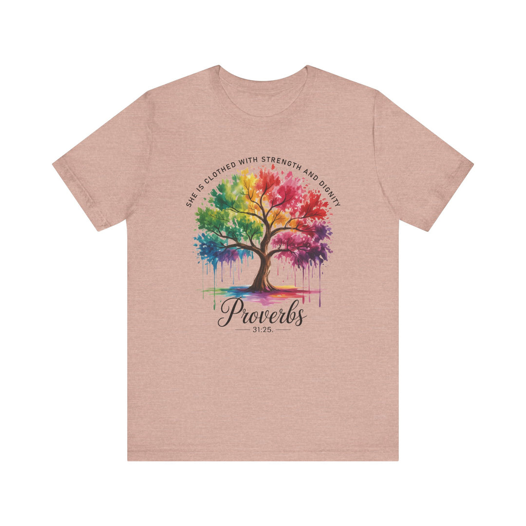 Rainbow Tree of Life Tee - Proverbs 31:25 Inspirational Shirt
