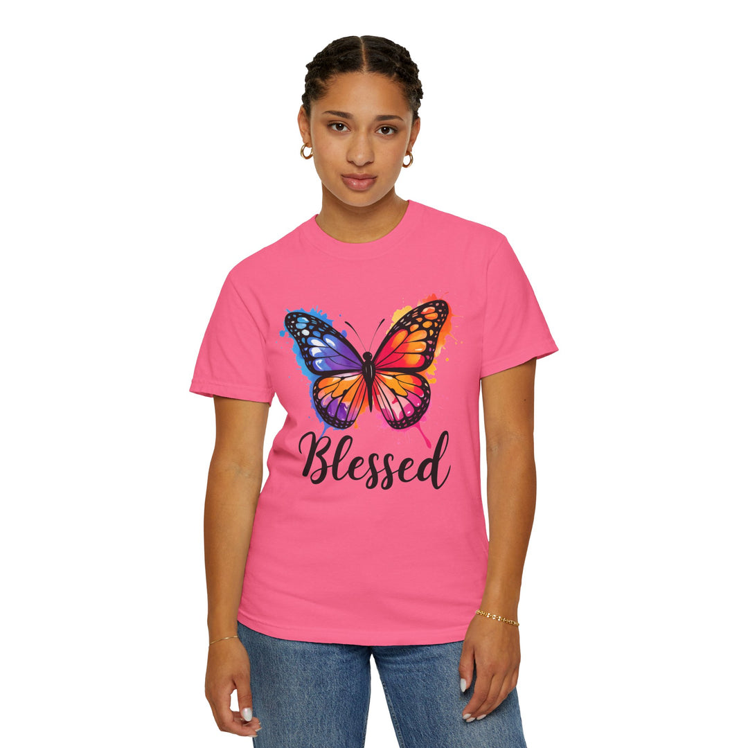 Watercolor Butterfly T-Shirt Blessed Radiant Renewed Unshakably Blessed
