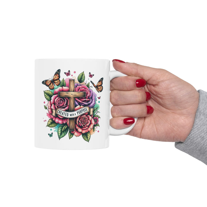 Inspirational Cross Ceramic Mug | 11oz & 15oz | Perfect Gift for Faith-Based Celebrations